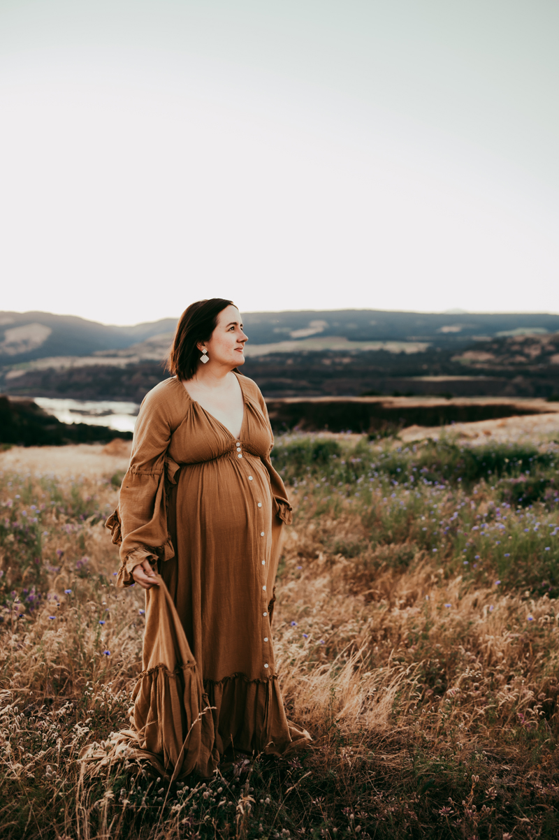 Portland Maternity Photographer, woman in long flowing dress