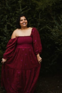Portland Family Photographer, woman in long burgundy dress
