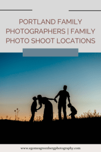 silhouette of family of four against blue sky