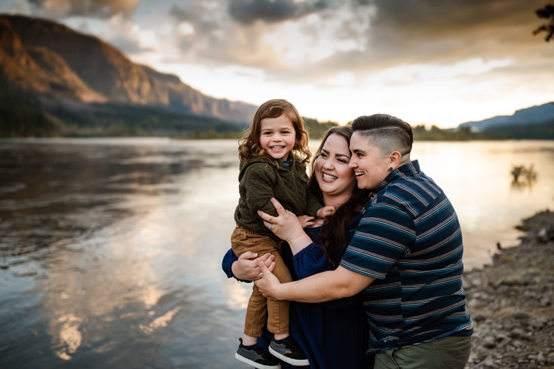 Portland Family Photographer, Couple holding their child