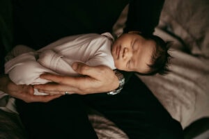 baby during newborn session in home at ridgefield washington