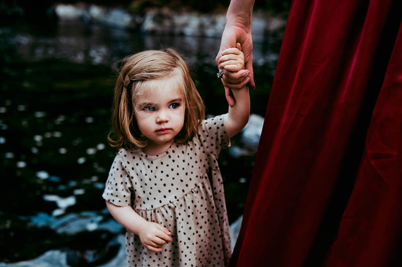 little girl during family portrait session in Portland