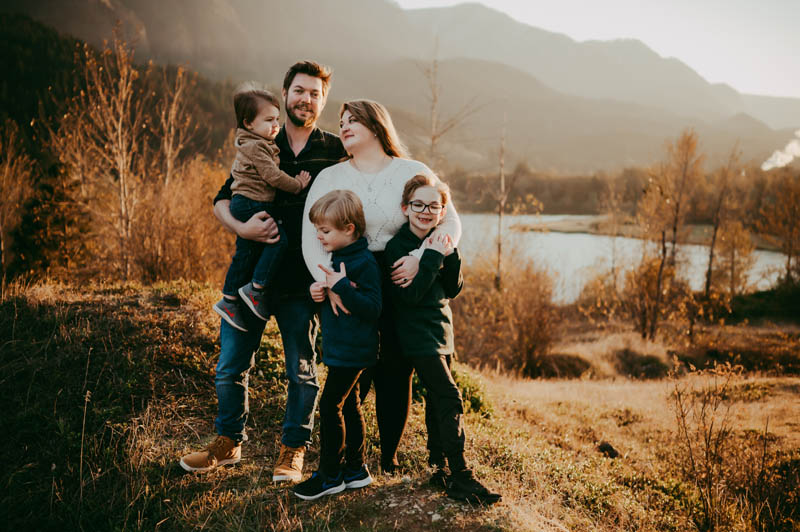 family of five having a great time outdoors in oregon