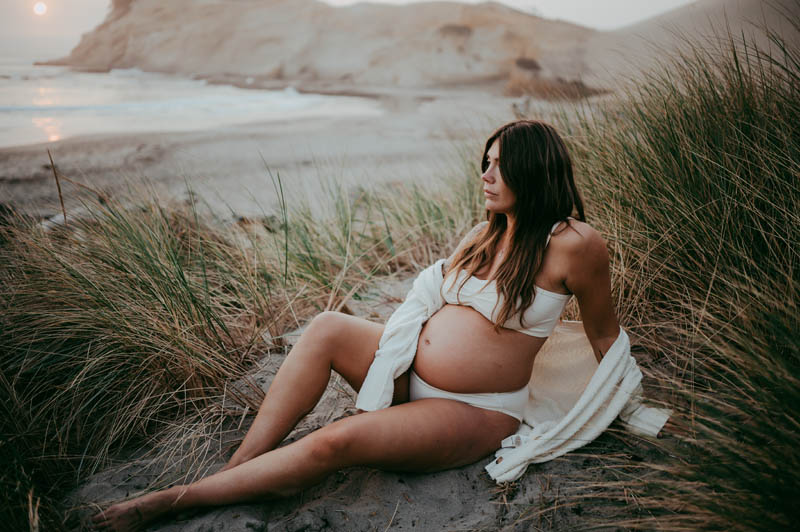 pregnant woman at the oregon coast