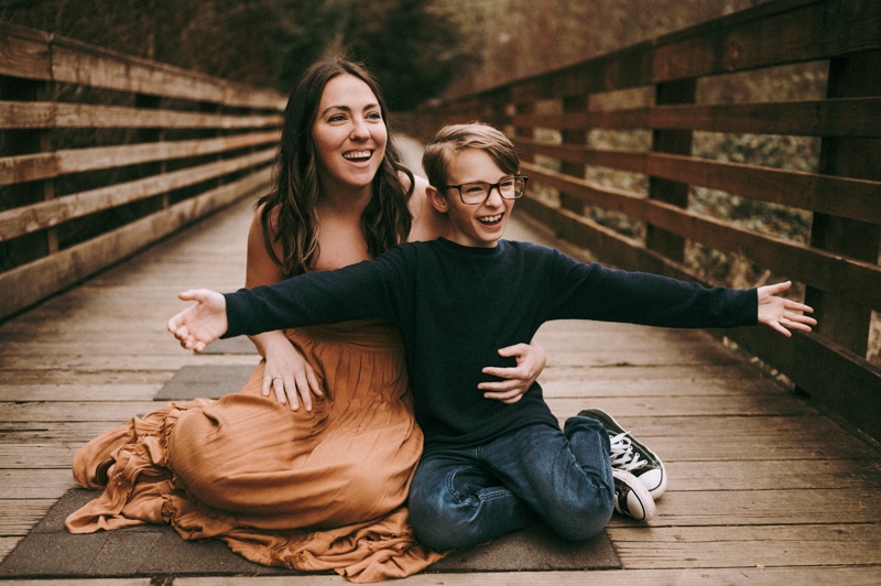 boy and mom during family photoshoot